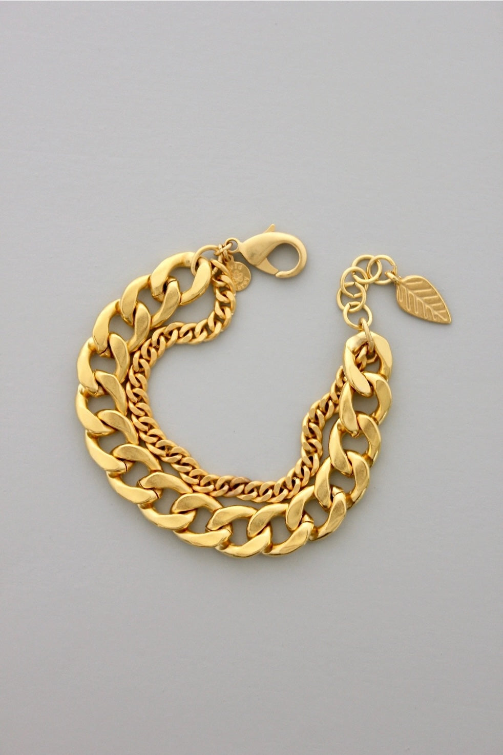 David Aubrey Double Curb Chain Gold Bracelet