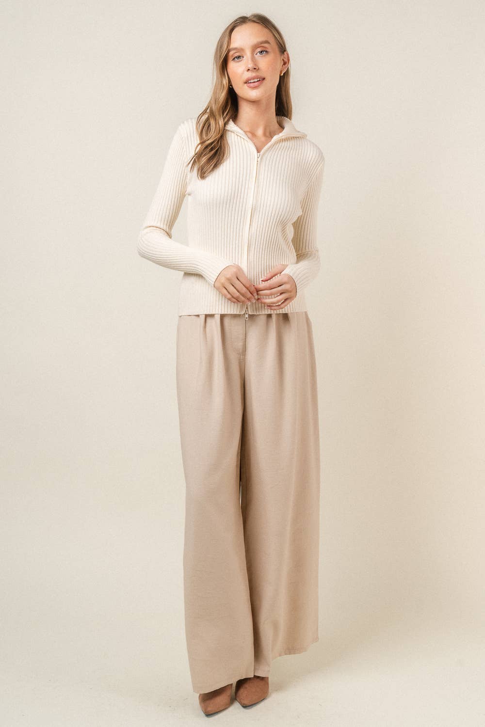 Fore Collection Knit Collared Sweater Top