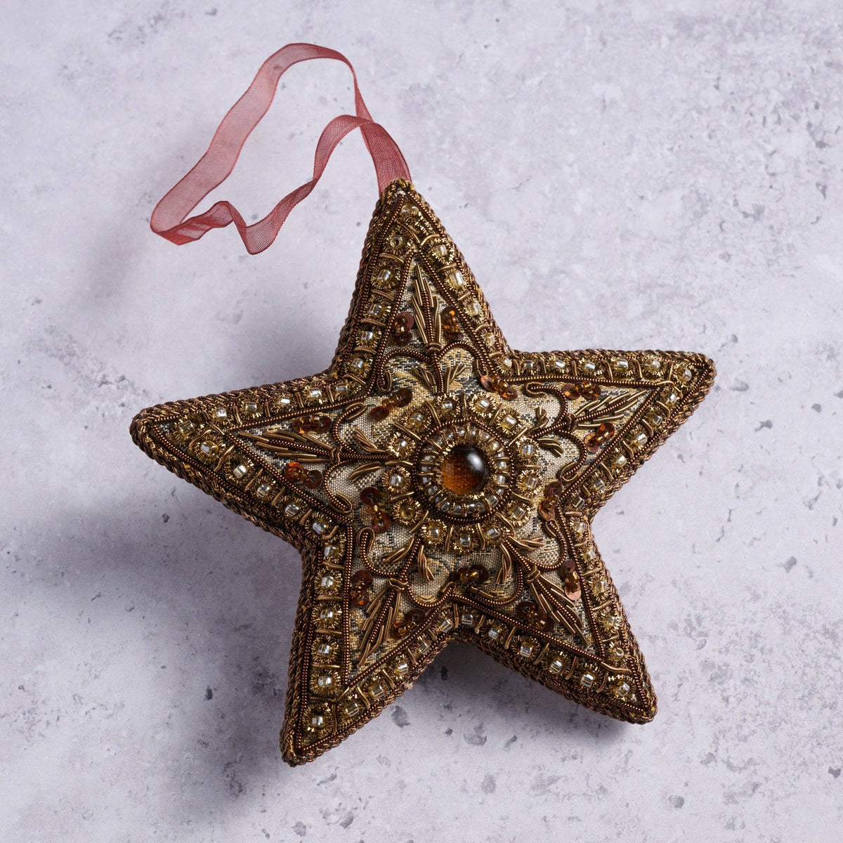 10 TV Modern Victorian Intricate Star Beaded Ornament