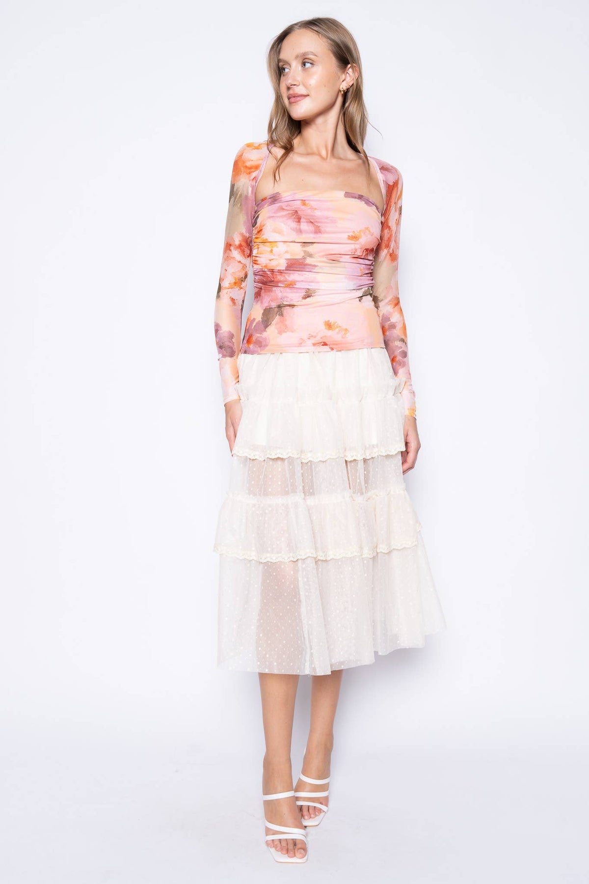 Fore Collection Ruched Floral Top