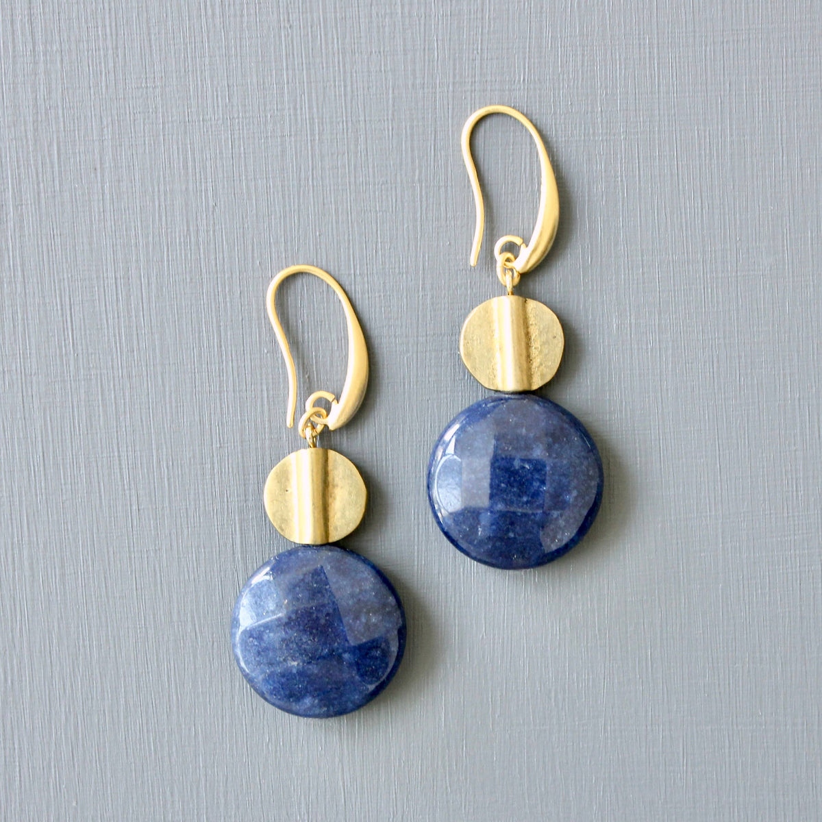 David Aubrey Navy and Brass Dangle Earrings