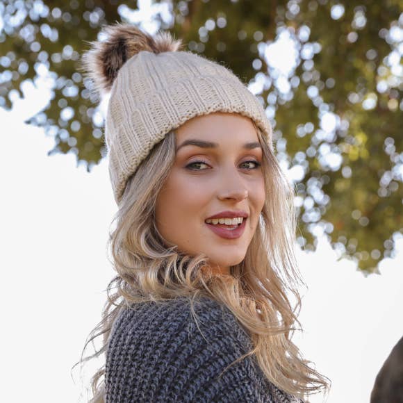 Leto Ribbed Faux Fur Beanie
