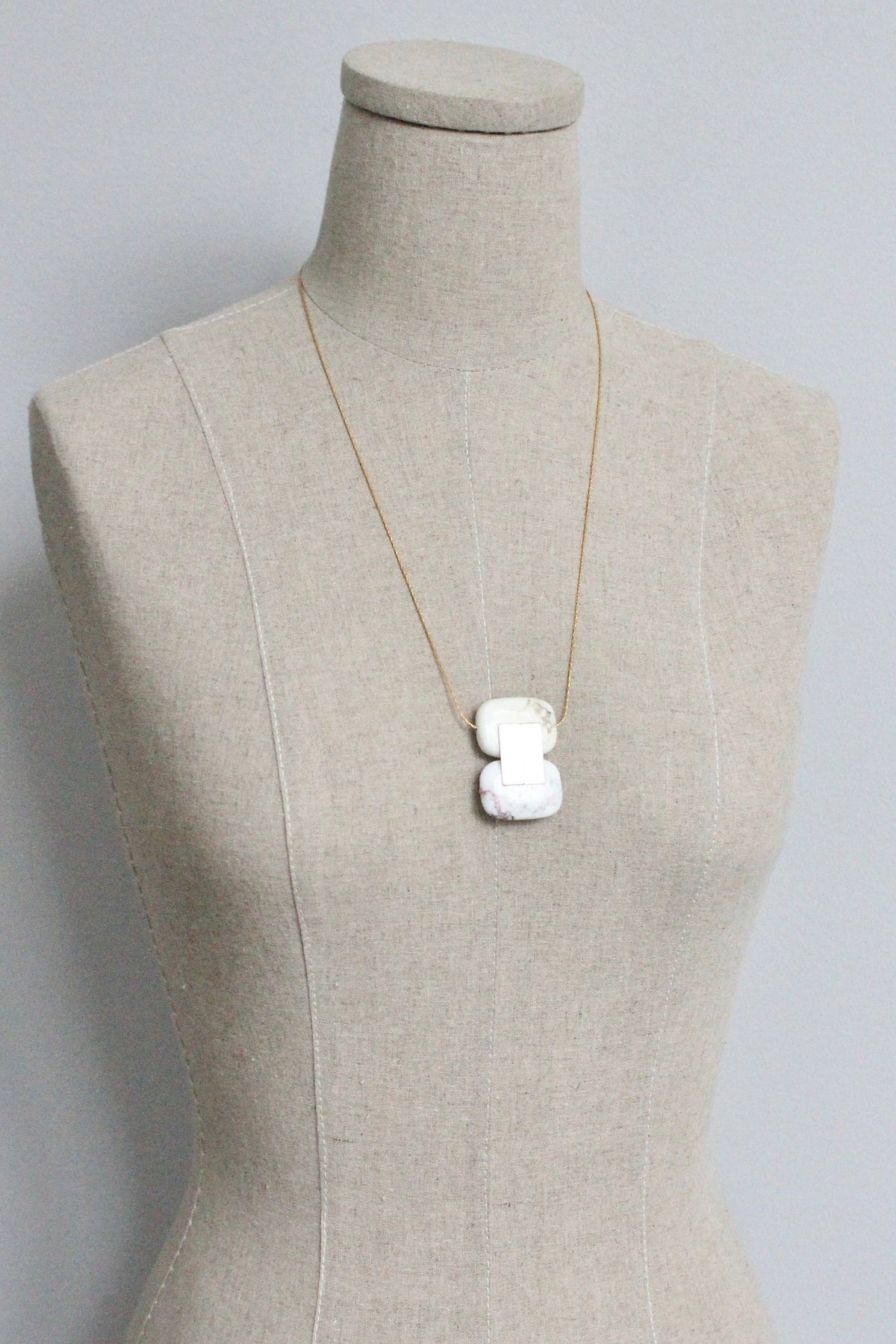 David Aubrey  White turquoise geometric pendant