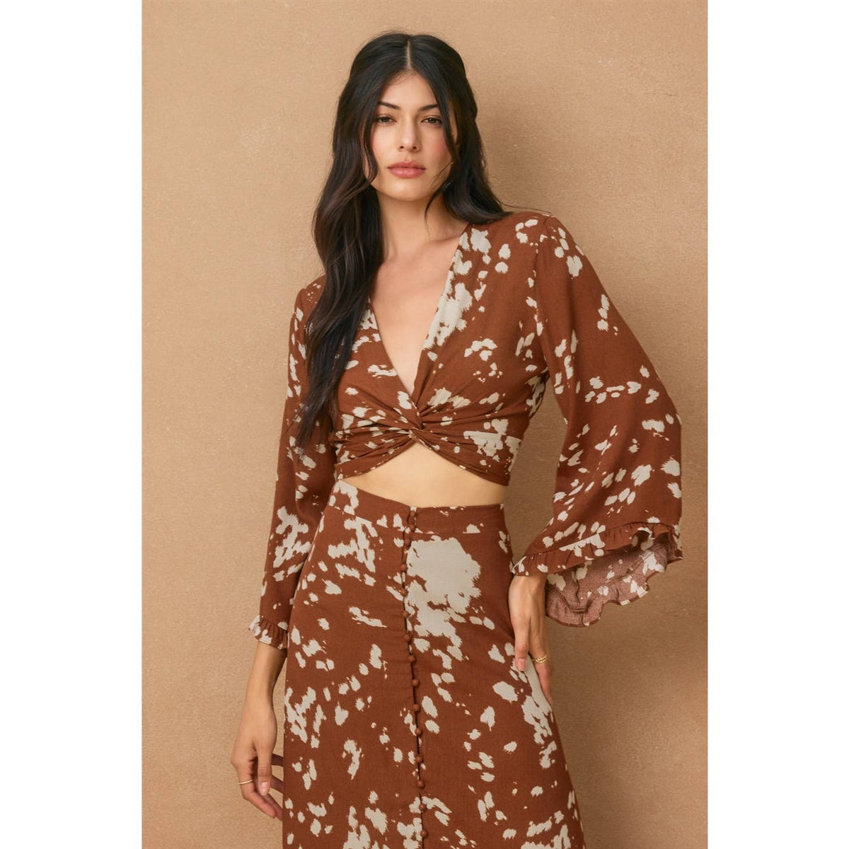 Dress Forum Cowprint Ruffle Crop Top