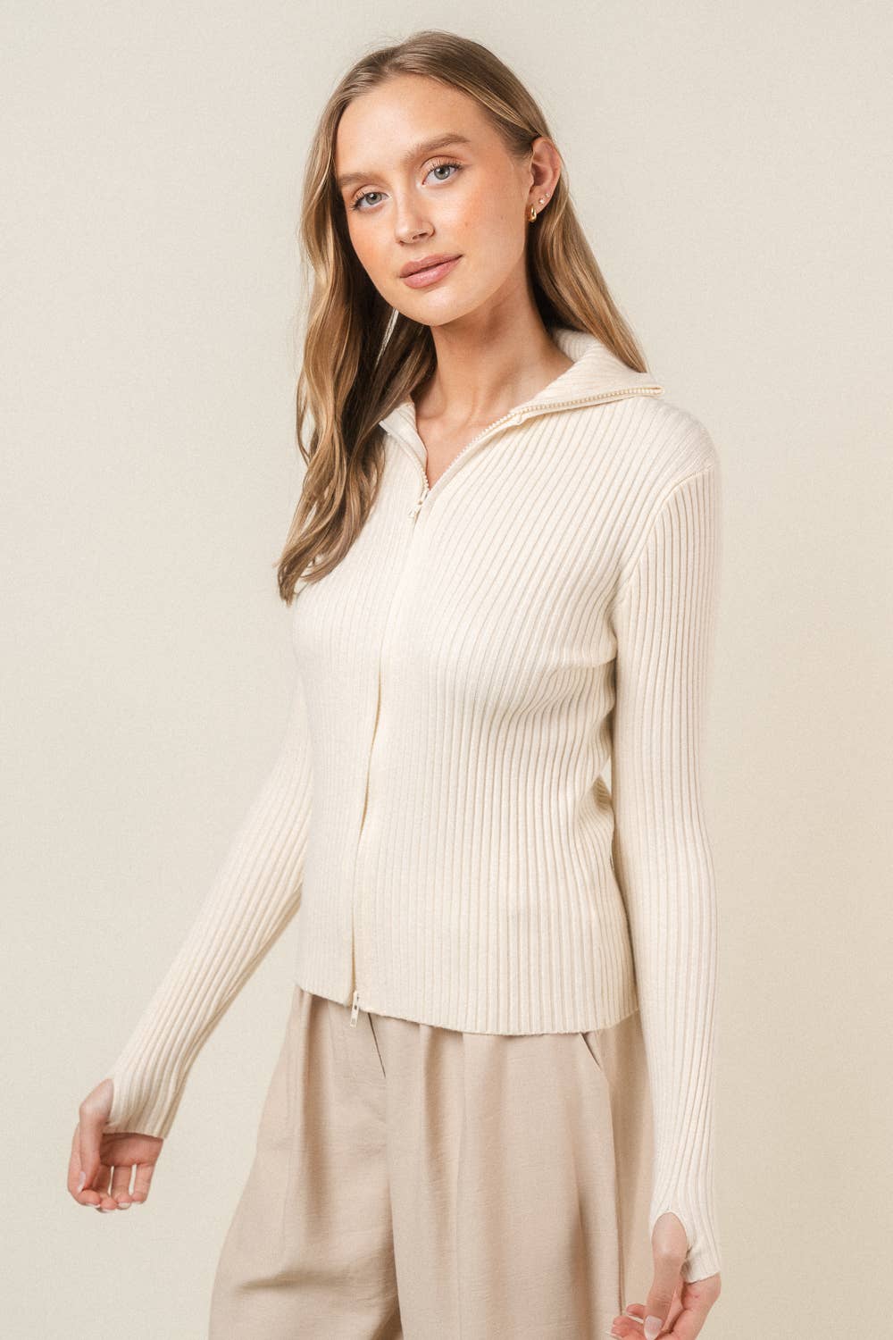 Fore Collection Knit Collared Sweater Top