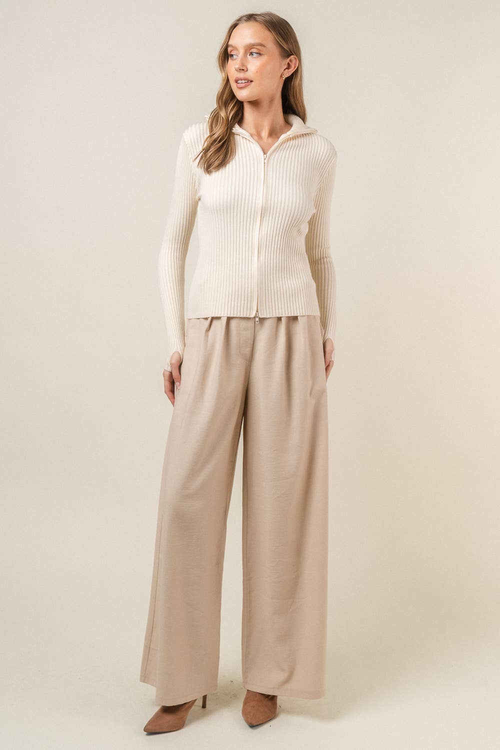 Fore Collection Knit Collared Sweater Top