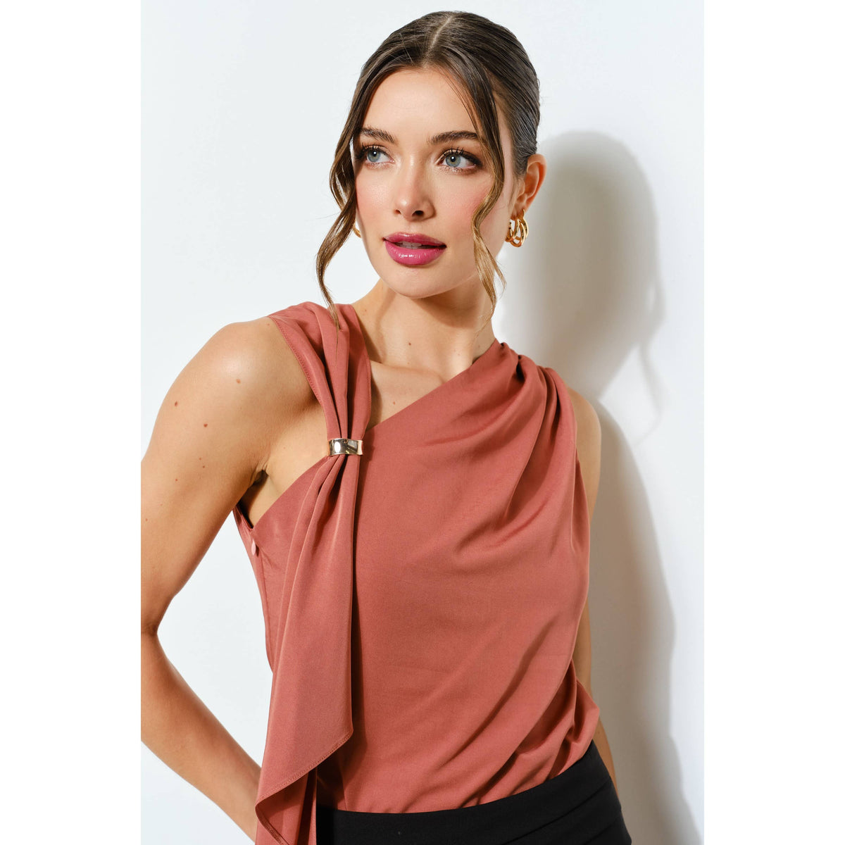 INA Asymmetric Drape Top