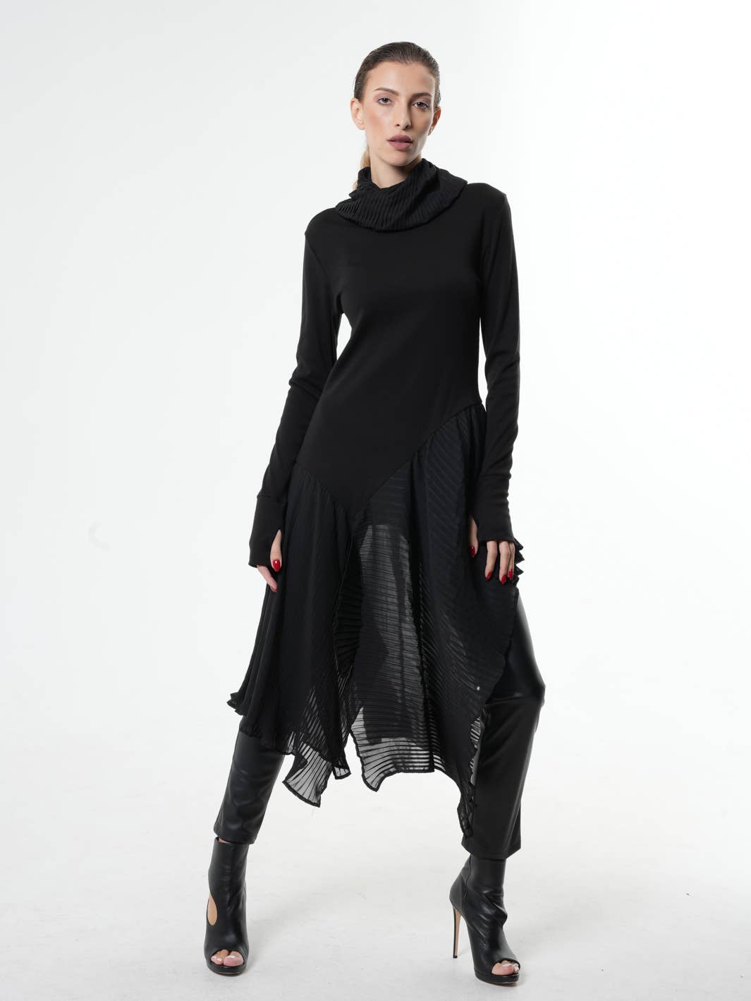 Metamorphoza Pleated Chiffon Dress