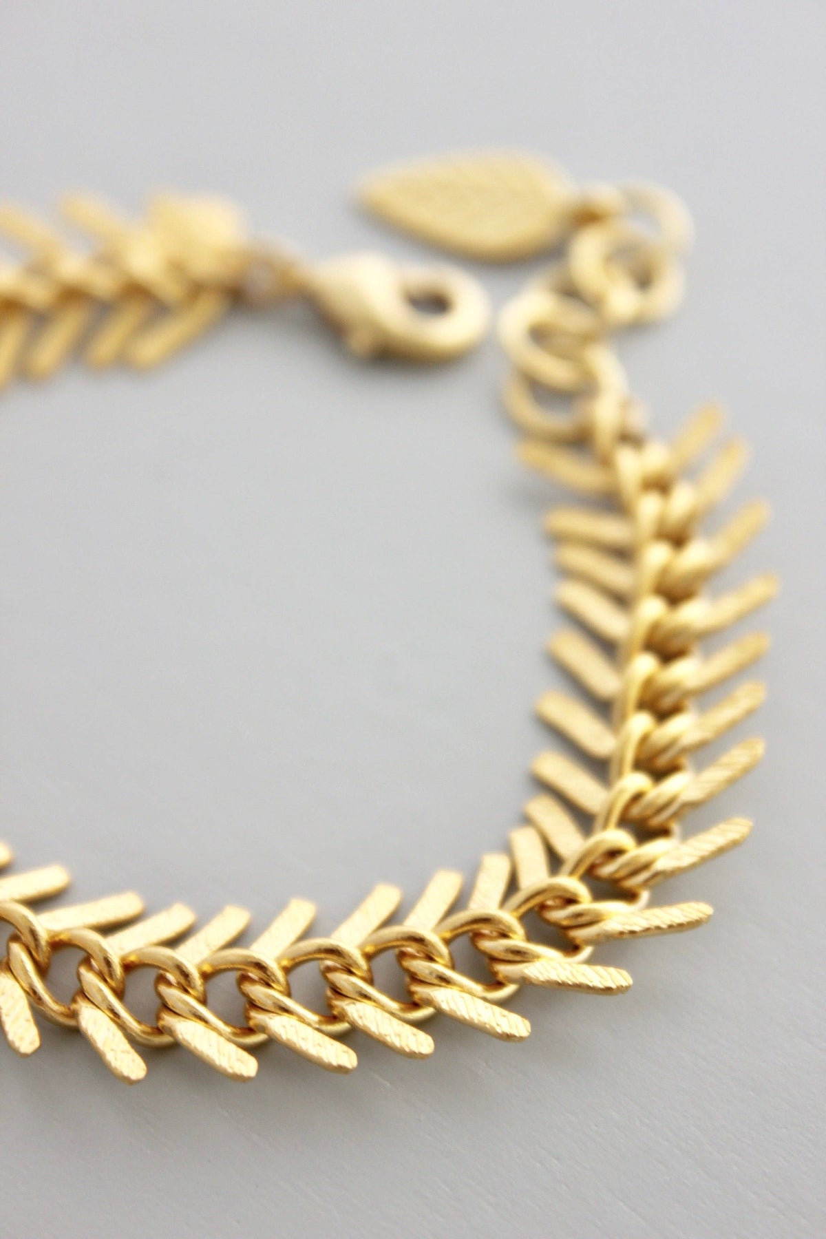 David Aubrey 18k matte gold fish bone bracelet