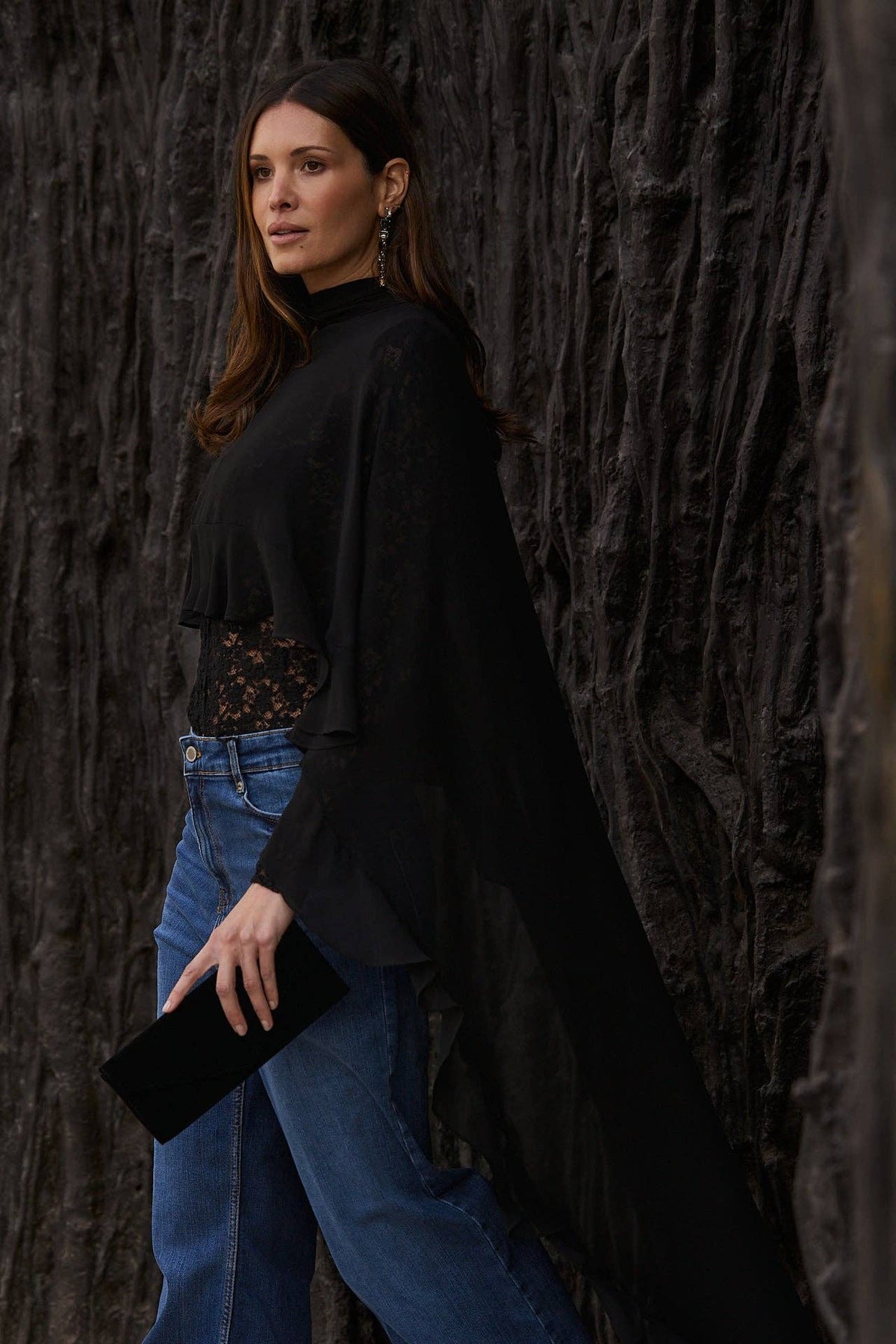 Allure Black Chiffon Cape