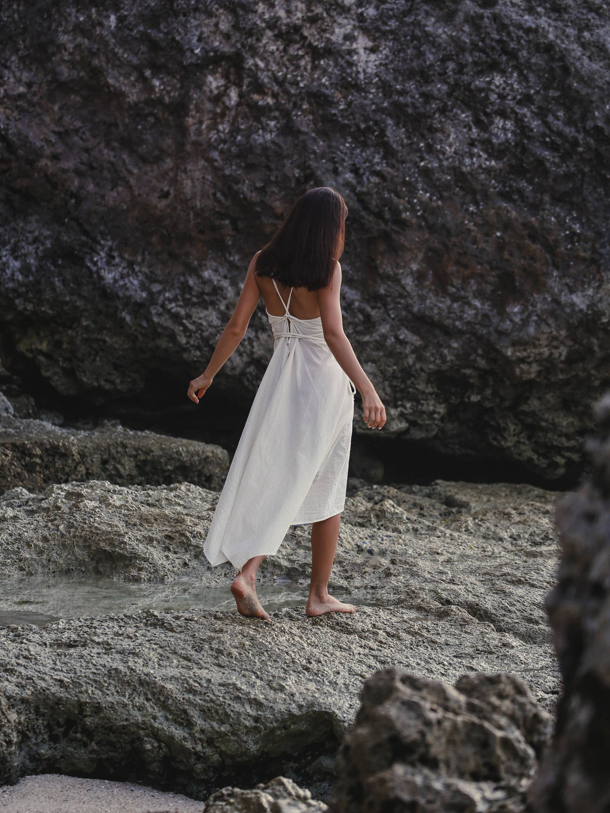 The Handloom Sage Maxi Dress - Natural With Gold Stripes