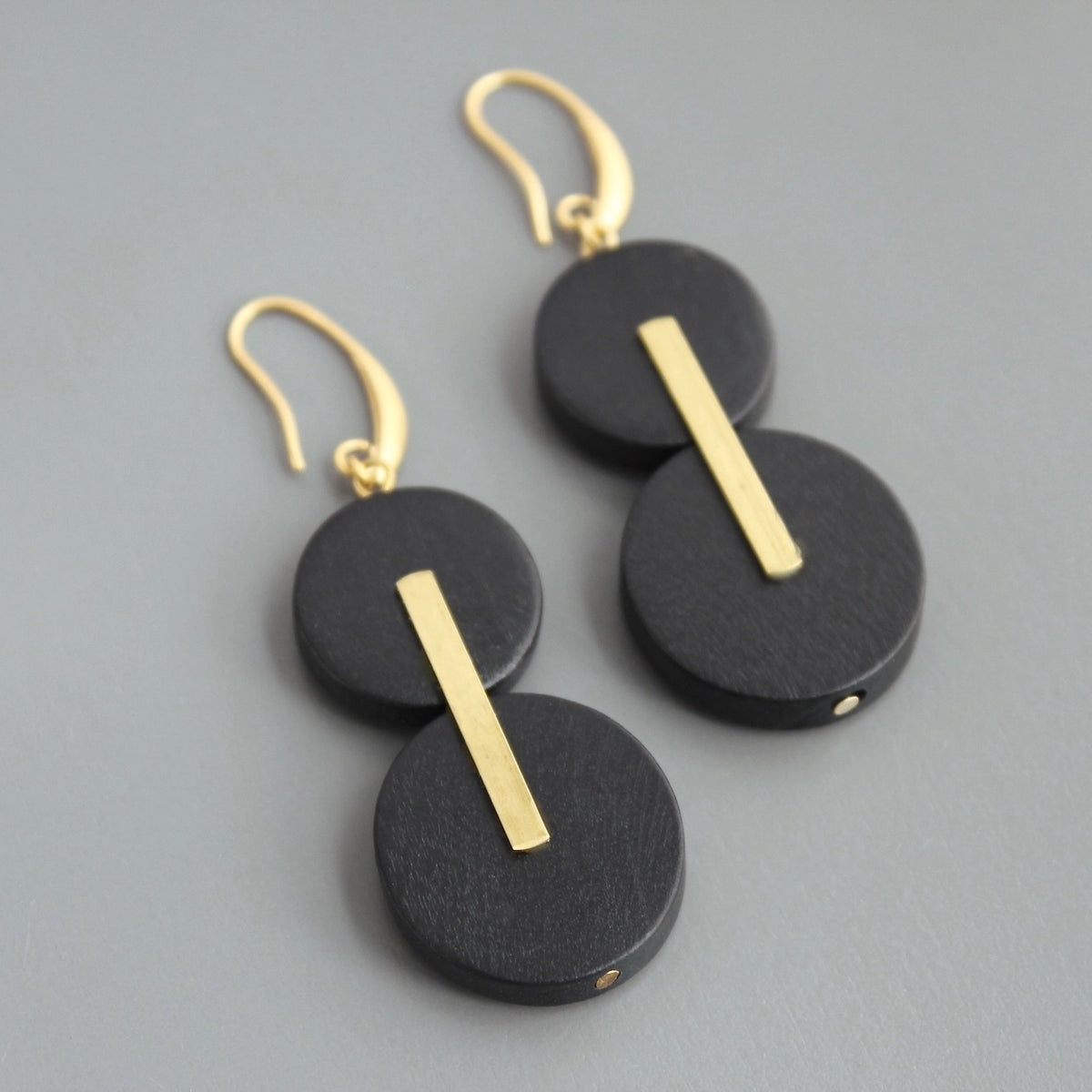 David Aubrey Wood + Brass Earrings