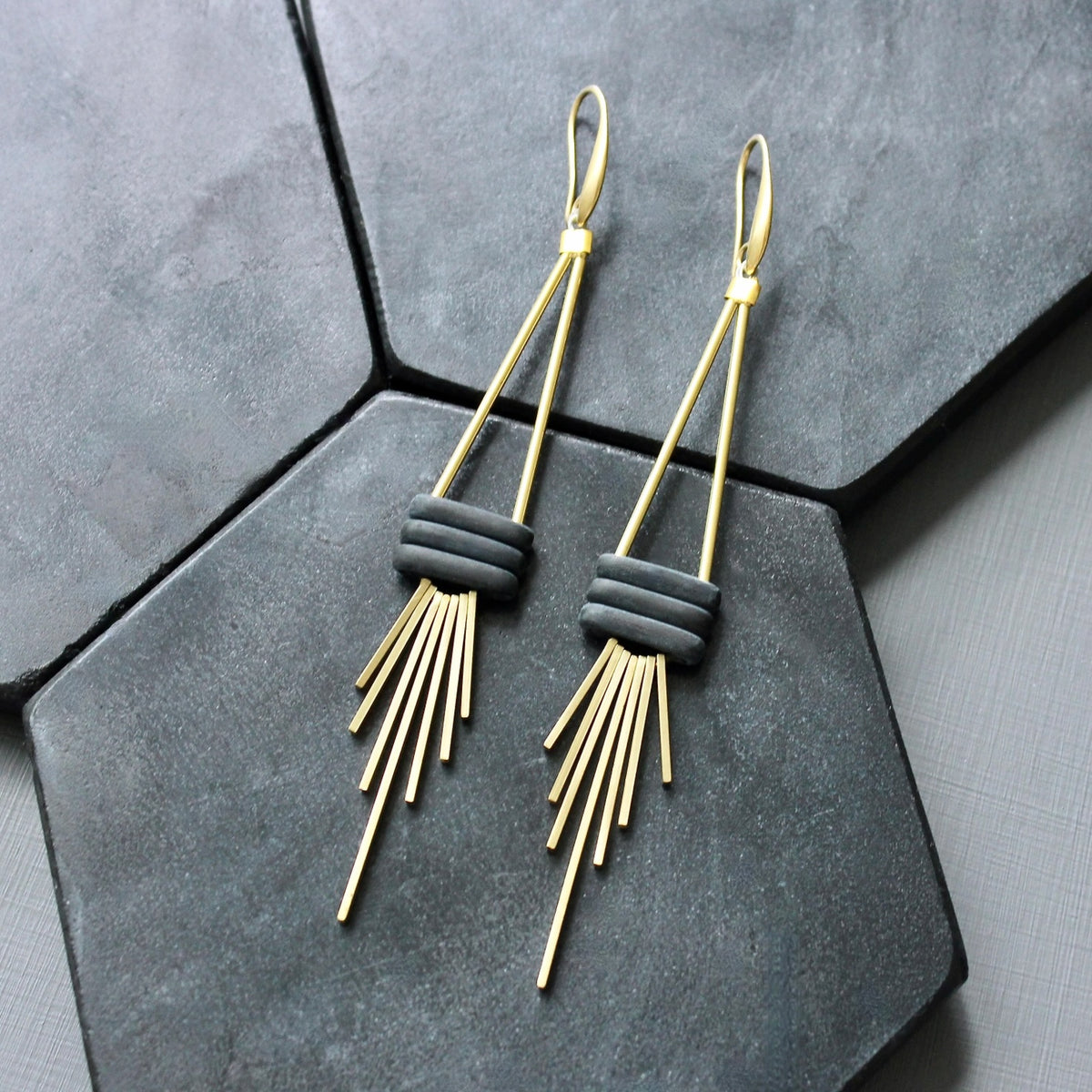 David Aubrey Matte Black Fanned Earrings