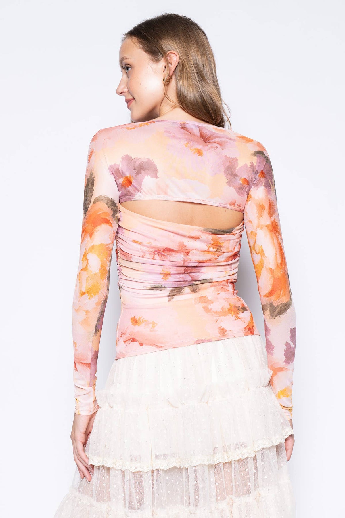 Fore Collection Ruched Floral Top