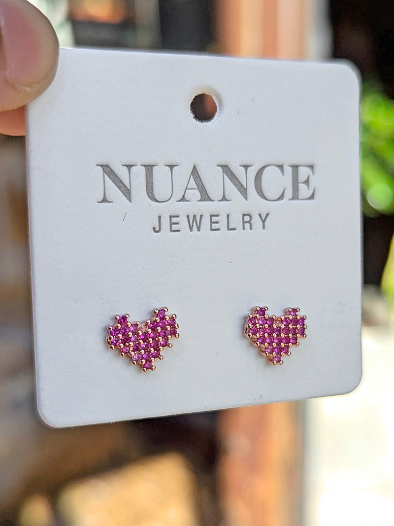 Nuance Pixel Heart Studs