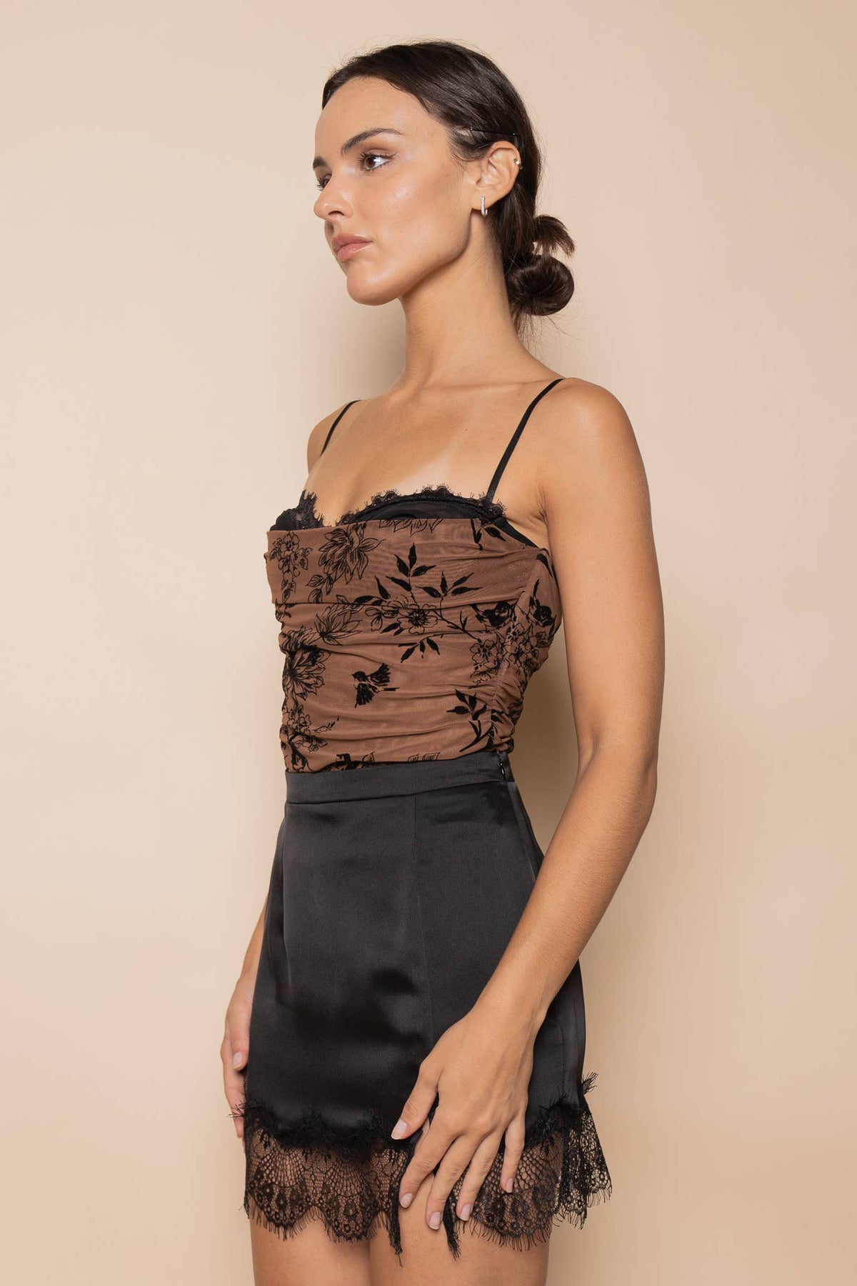 Fore Collection Velvet Burnout Mesh Bodysuit