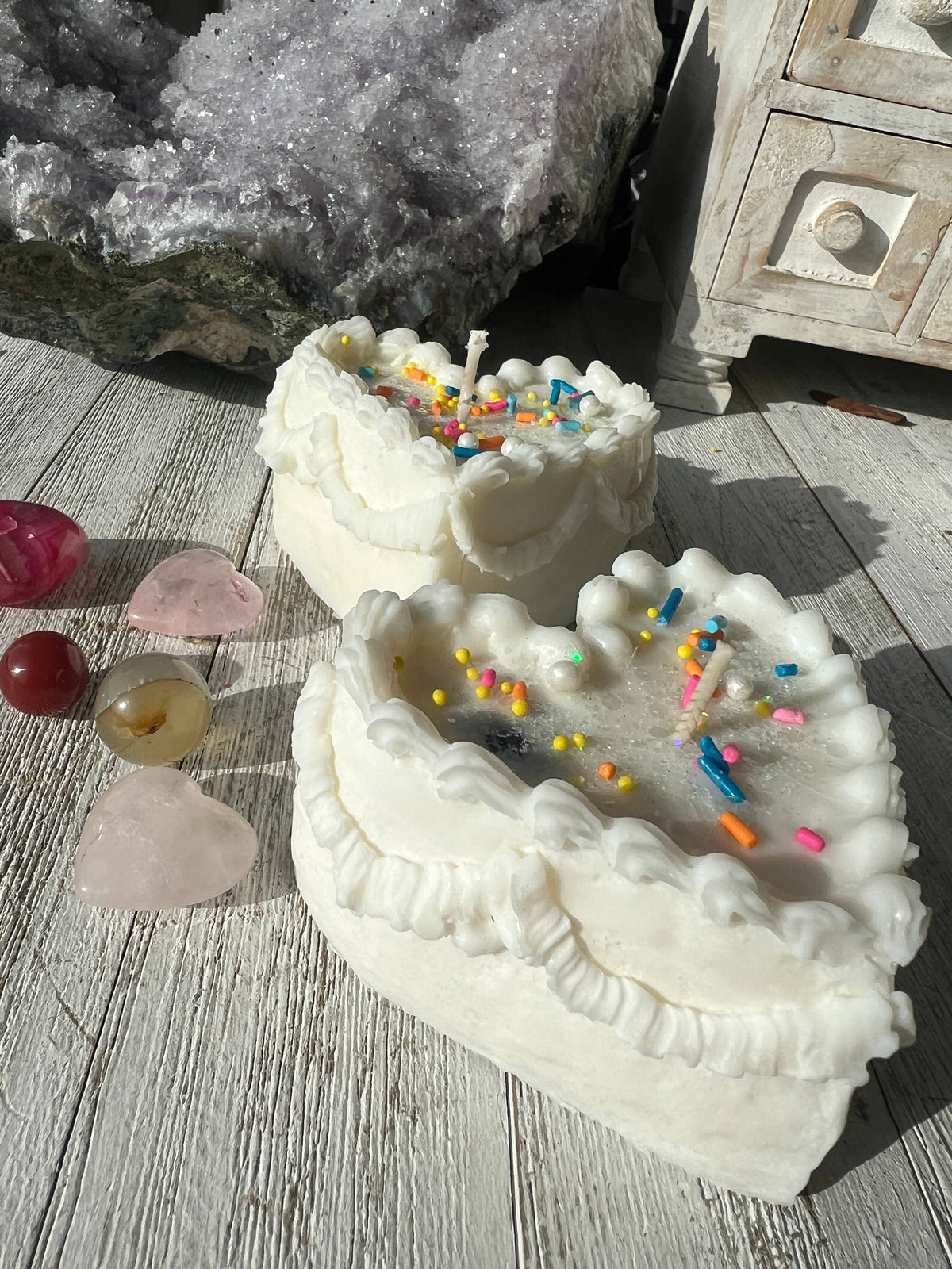 Lunastry Birthday Cake Candle with surprise crystal inside