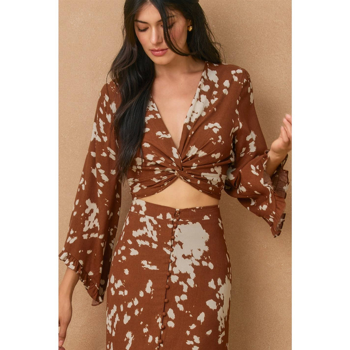 Dress Forum Cowprint Ruffle Crop Top