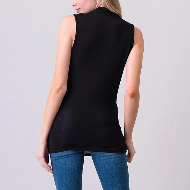 Heimious Sleeveless Surplice Ruched Knit Top