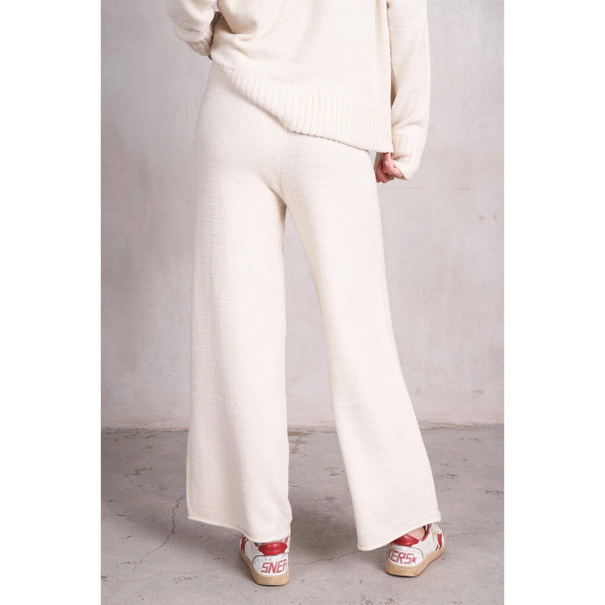 Maronie High Rise Soft Chenille Knit Pants with drawstring