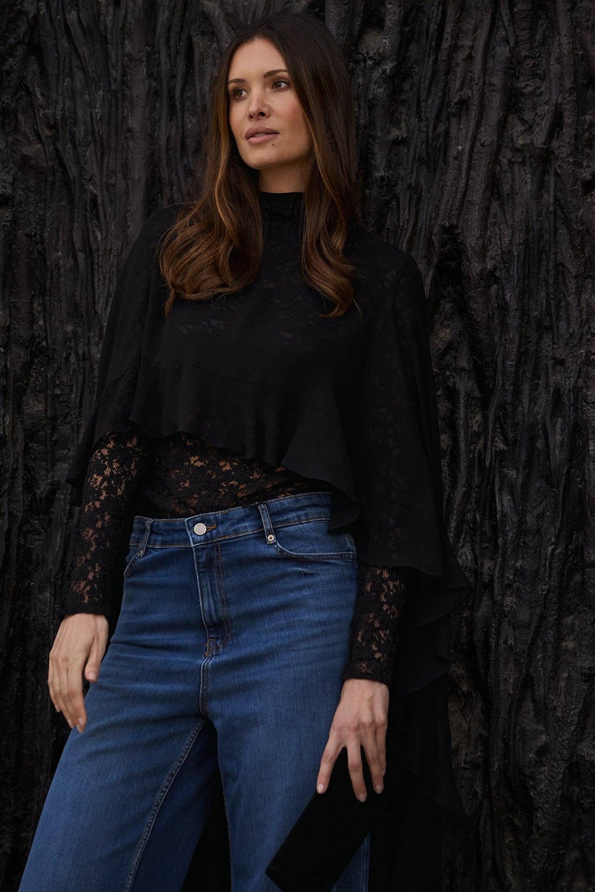 Allure Black Chiffon Cape