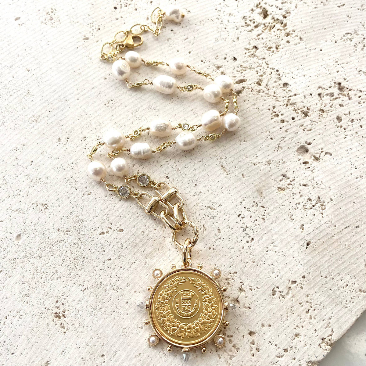 VB&CO Pearl and Coin Necklace
