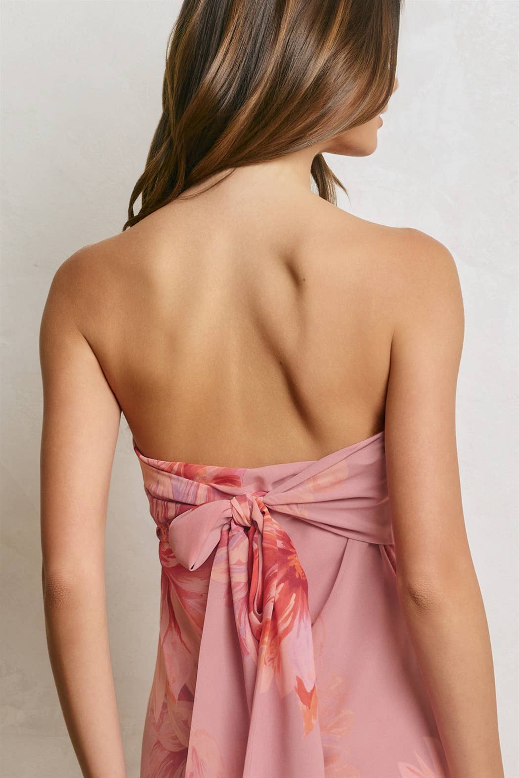 Dress Forum Floral Strapless Tie Back Maxi Dress