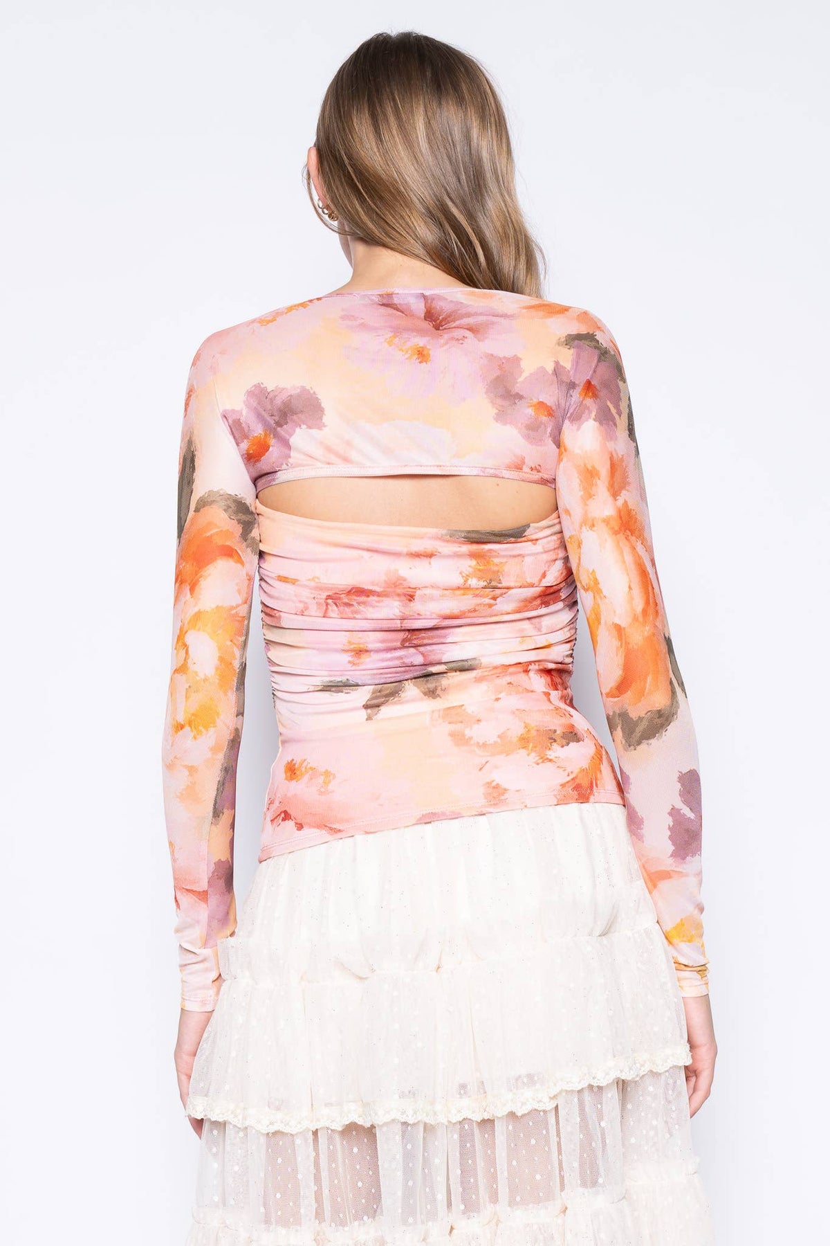 Fore Collection Ruched Floral Top