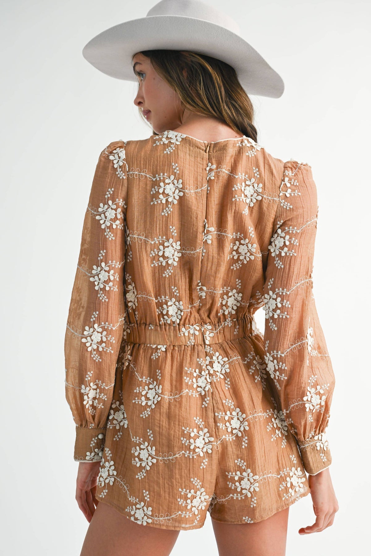 Endless Blu Floral Embroidered Romper