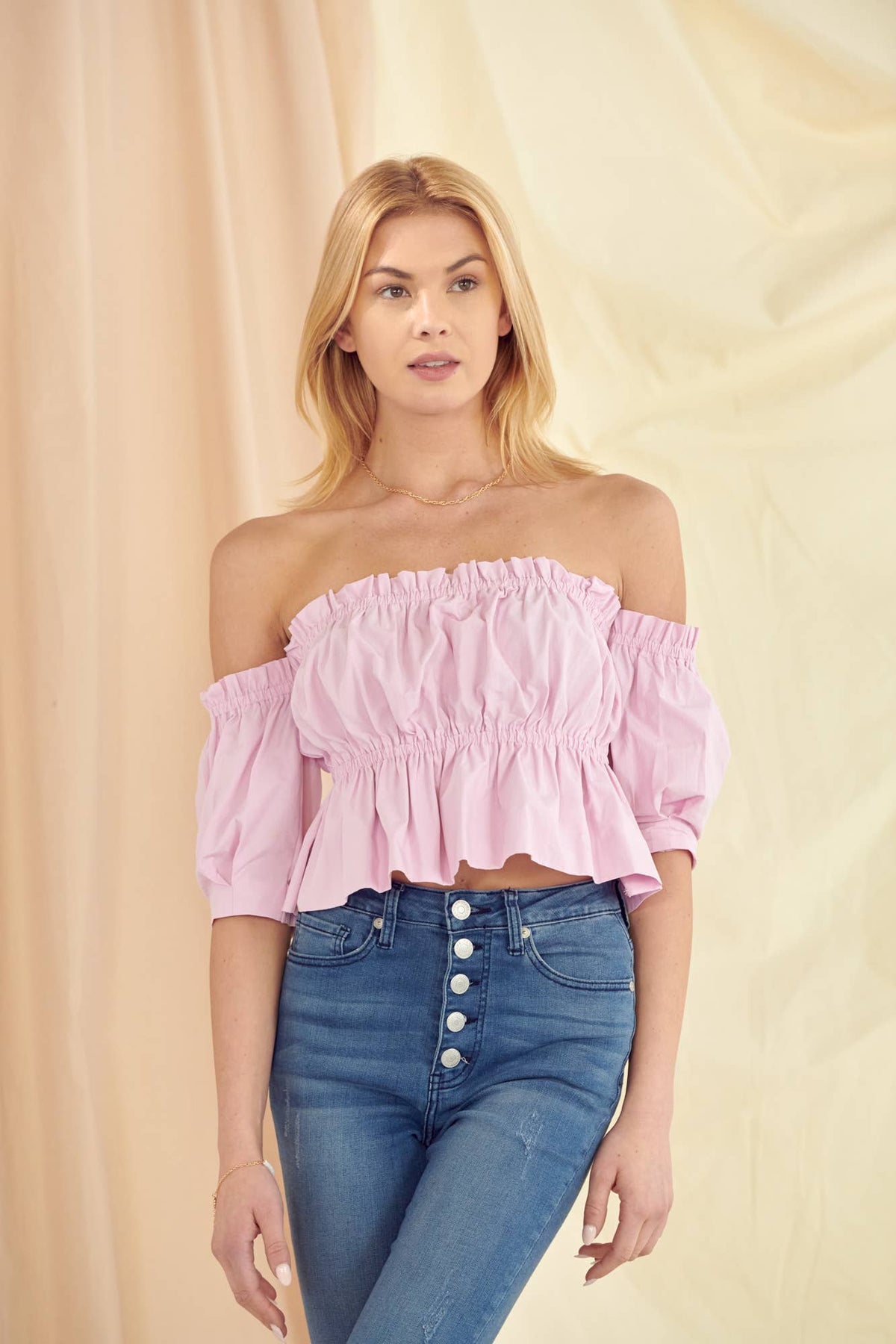 Fore Collection Off the Shoulder Ruffle Top