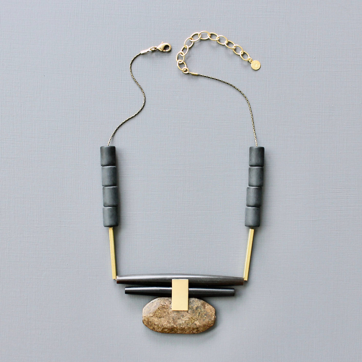 David Aubrey Black and Brown Artdeco Necklace