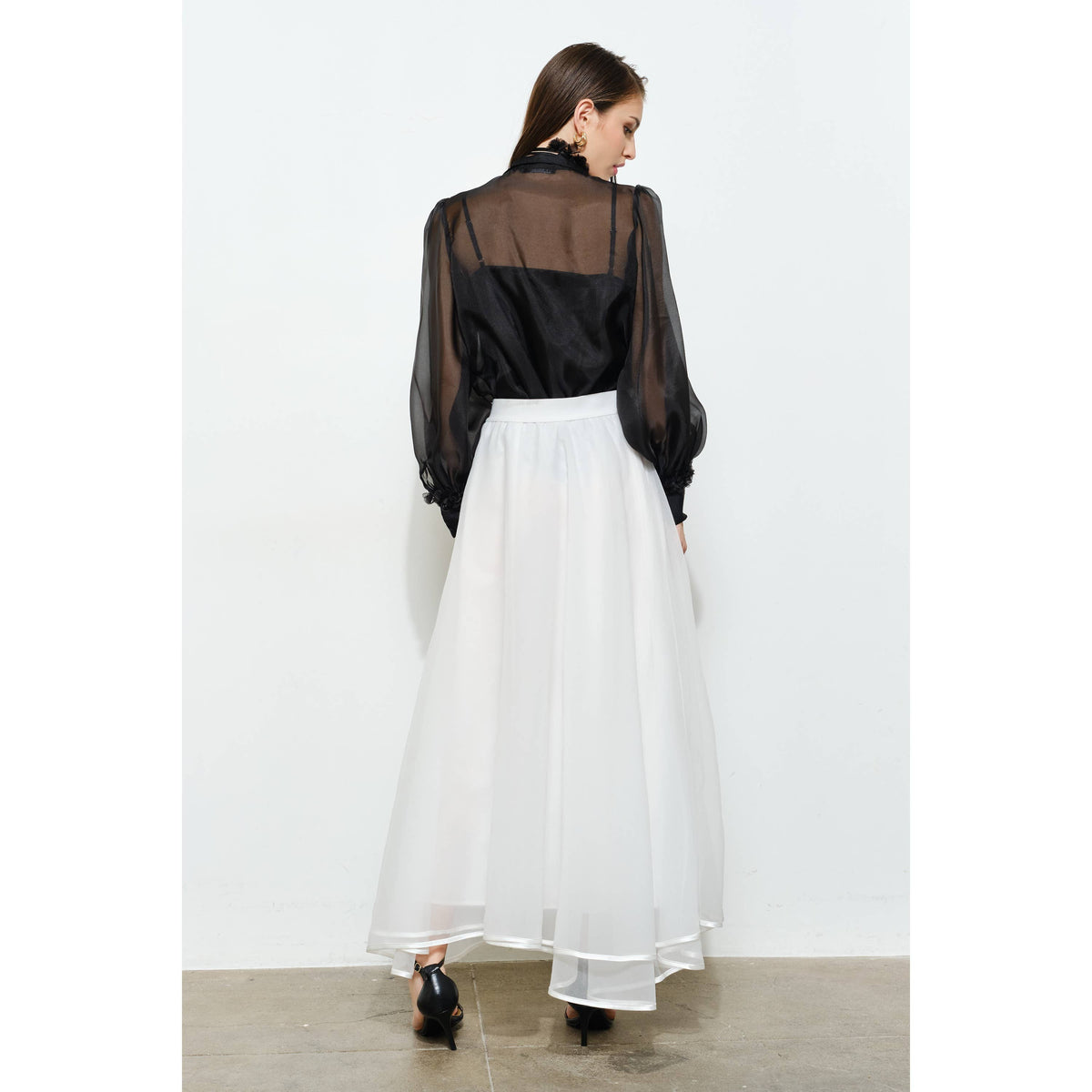 INA Sheer Tie-Neck Blouse