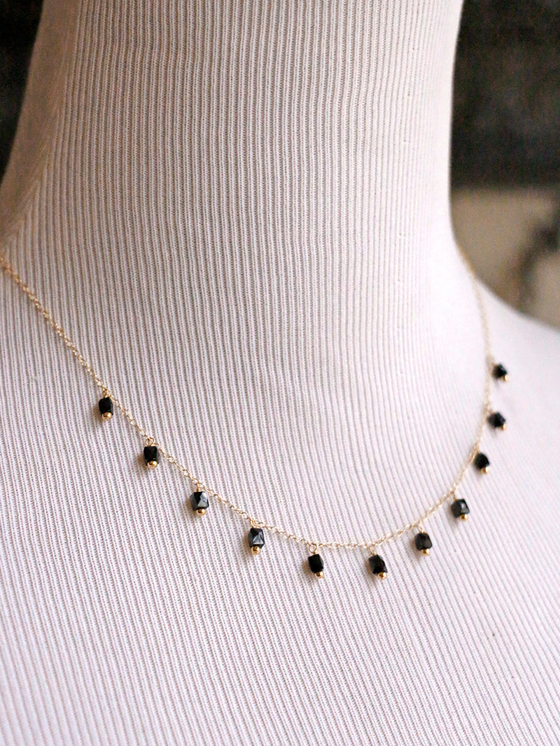 Susan Rifkin Geometric Black Spinel Multi Charm Necklace