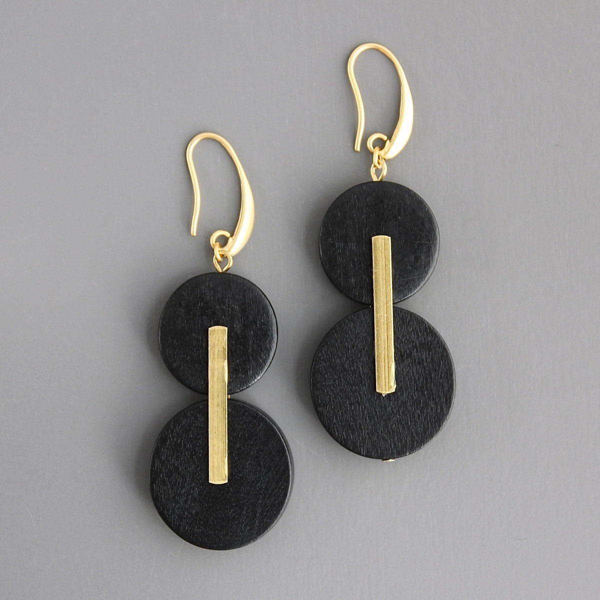 David Aubrey Wood + Brass Earrings