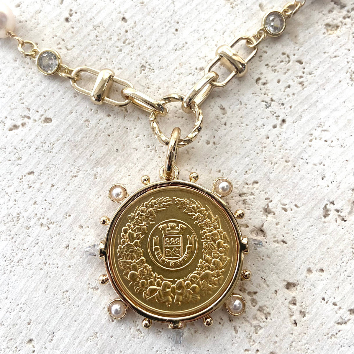 VB&CO Pearl and Coin Necklace