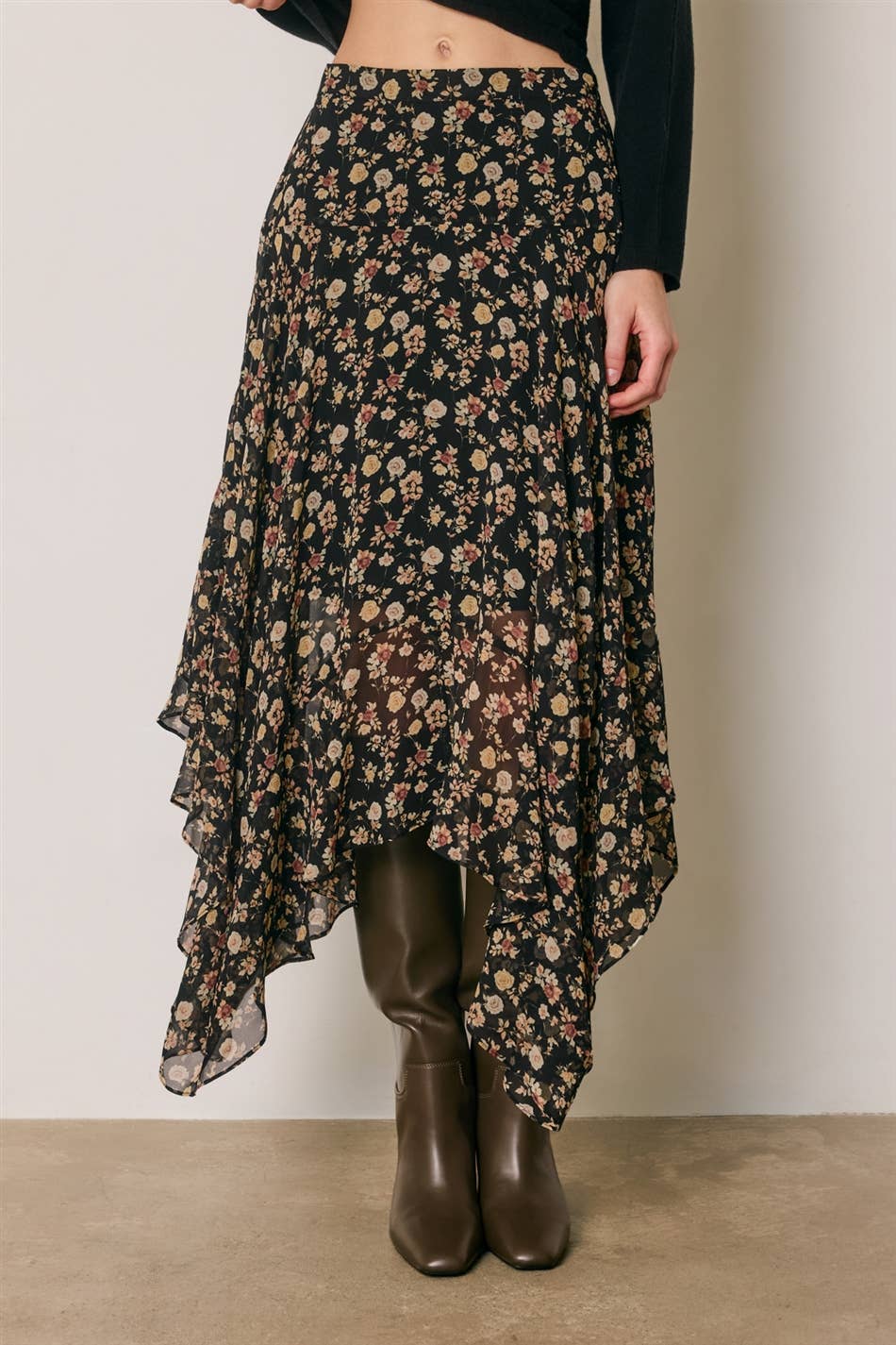 Dress Forum Floral Ruffled Handkerchief Skirt