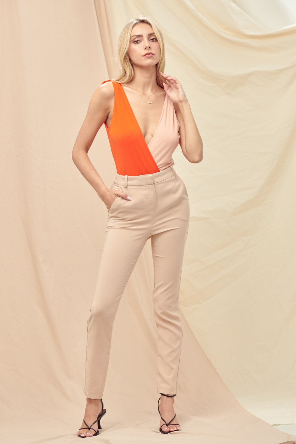Fore Color Blocked Bodysuit
