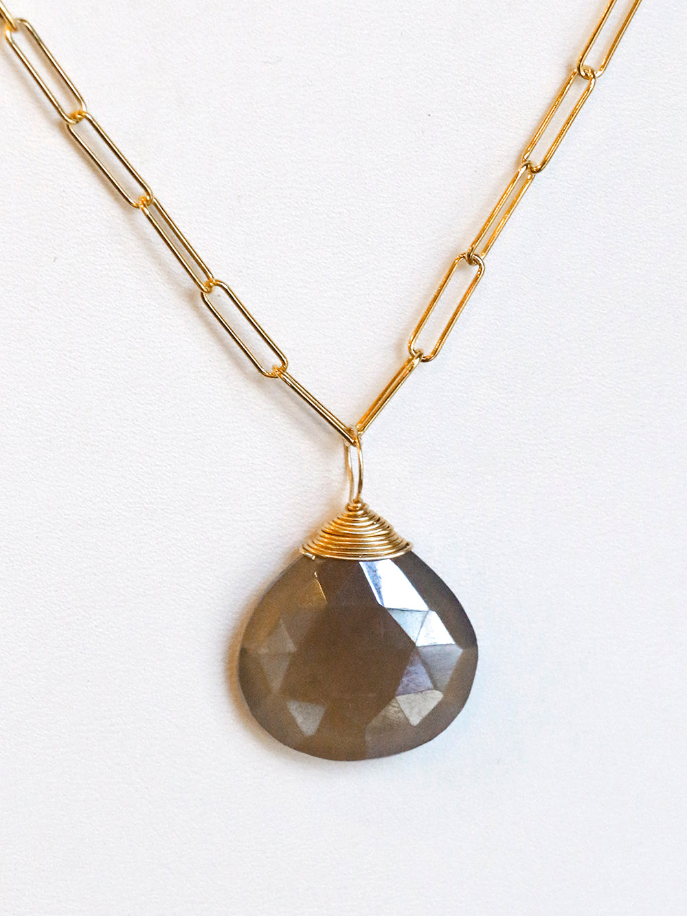 Susan Rifkin Grey Moonstone Charm Necklace
