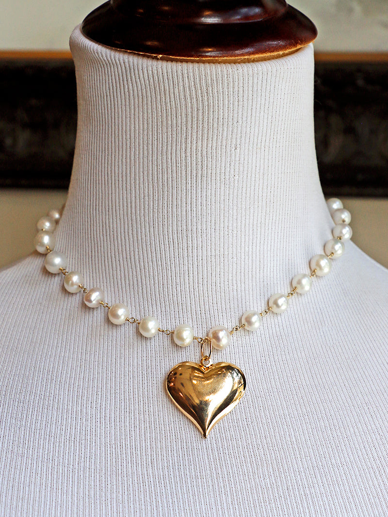 Susan Rifkin Heart Breaker Pearl Choker | Gold Filled