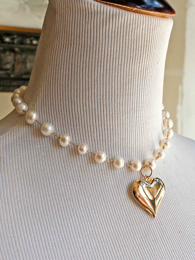 Susan Rifkin Heart Breaker Pearl Choker | Gold Filled