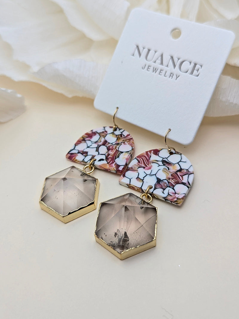 Nuance Crystal Hexagon OOAK Earrings