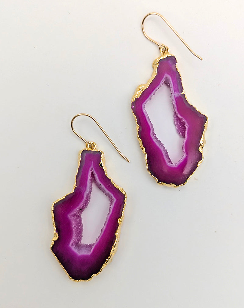 Nuance Geode Slice Earrings-Pink