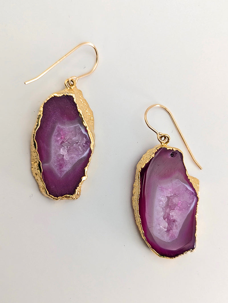 Nuance Geode Slice Earrings-Pink