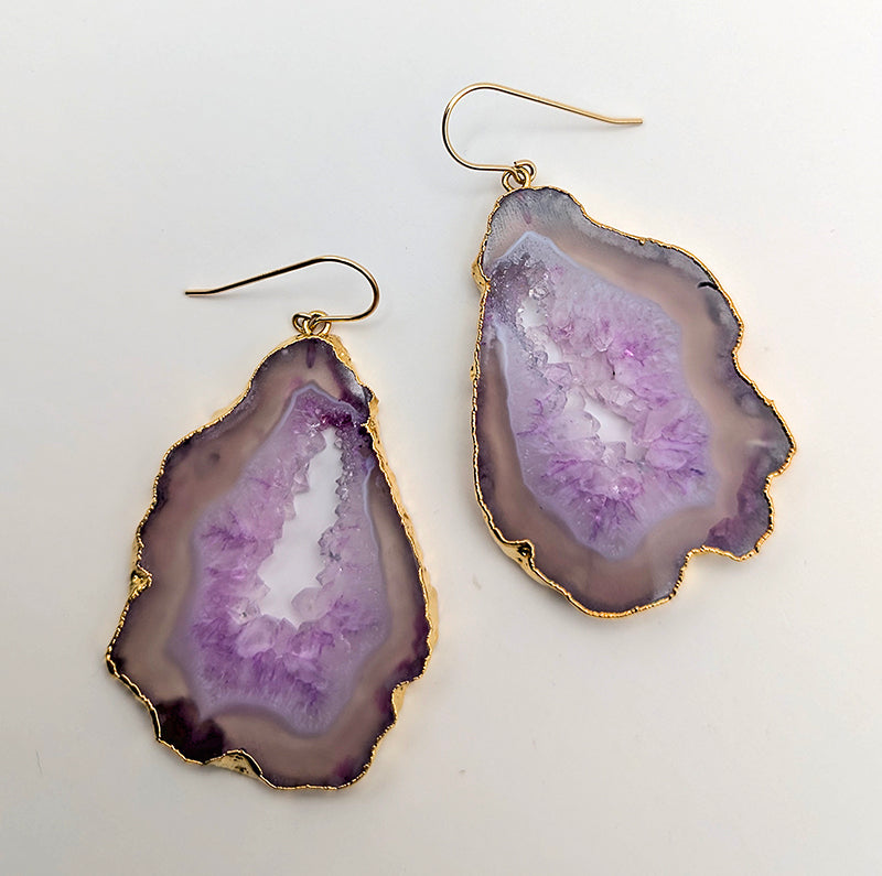 Nuance Geode Slice Earrings-Pink