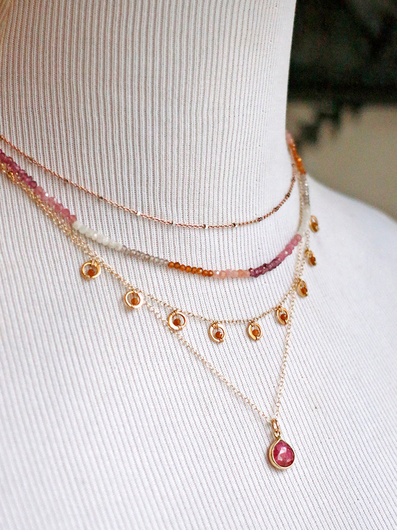 Susan Rifkin Wire Wrapped Multi Crystal Charm Necklace | Gold Filled