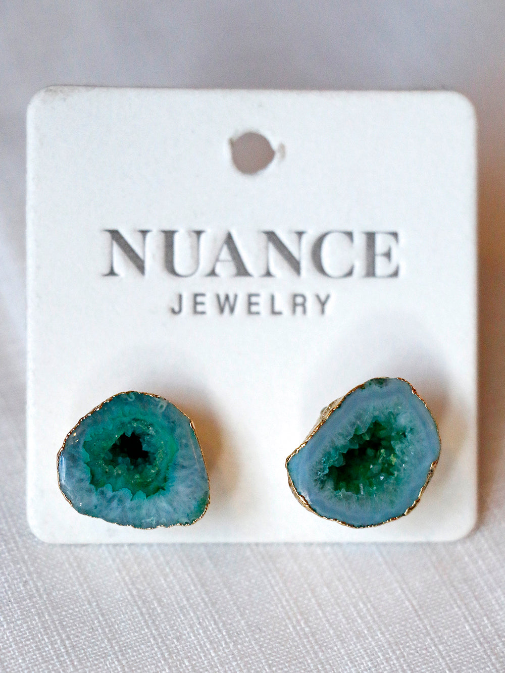 Nuance Teal Geode Studs | One of a Kind