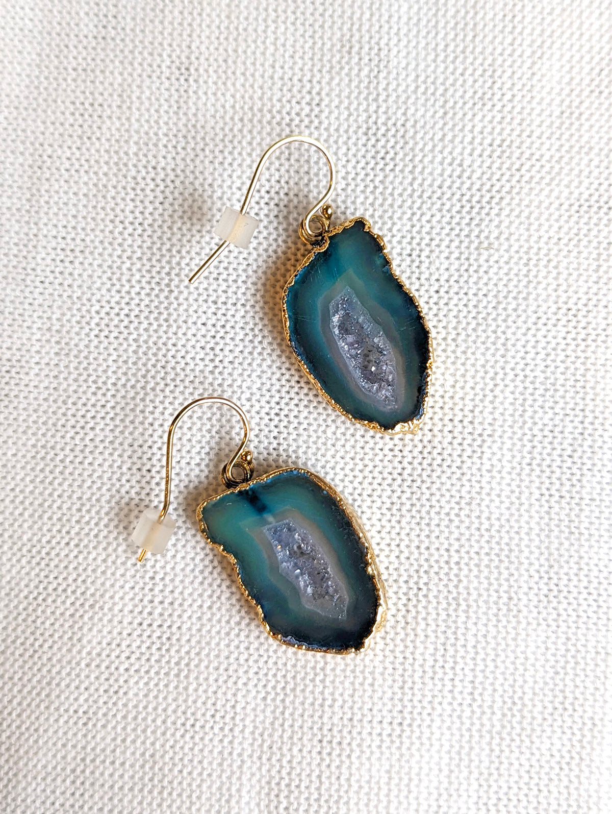 Nuance Blue Geode Splice Drop Earrings | One of a Kind