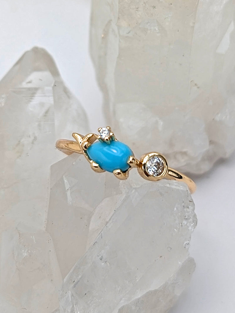 Nuance Pear Adjustable Rings | Turquoise & Rose