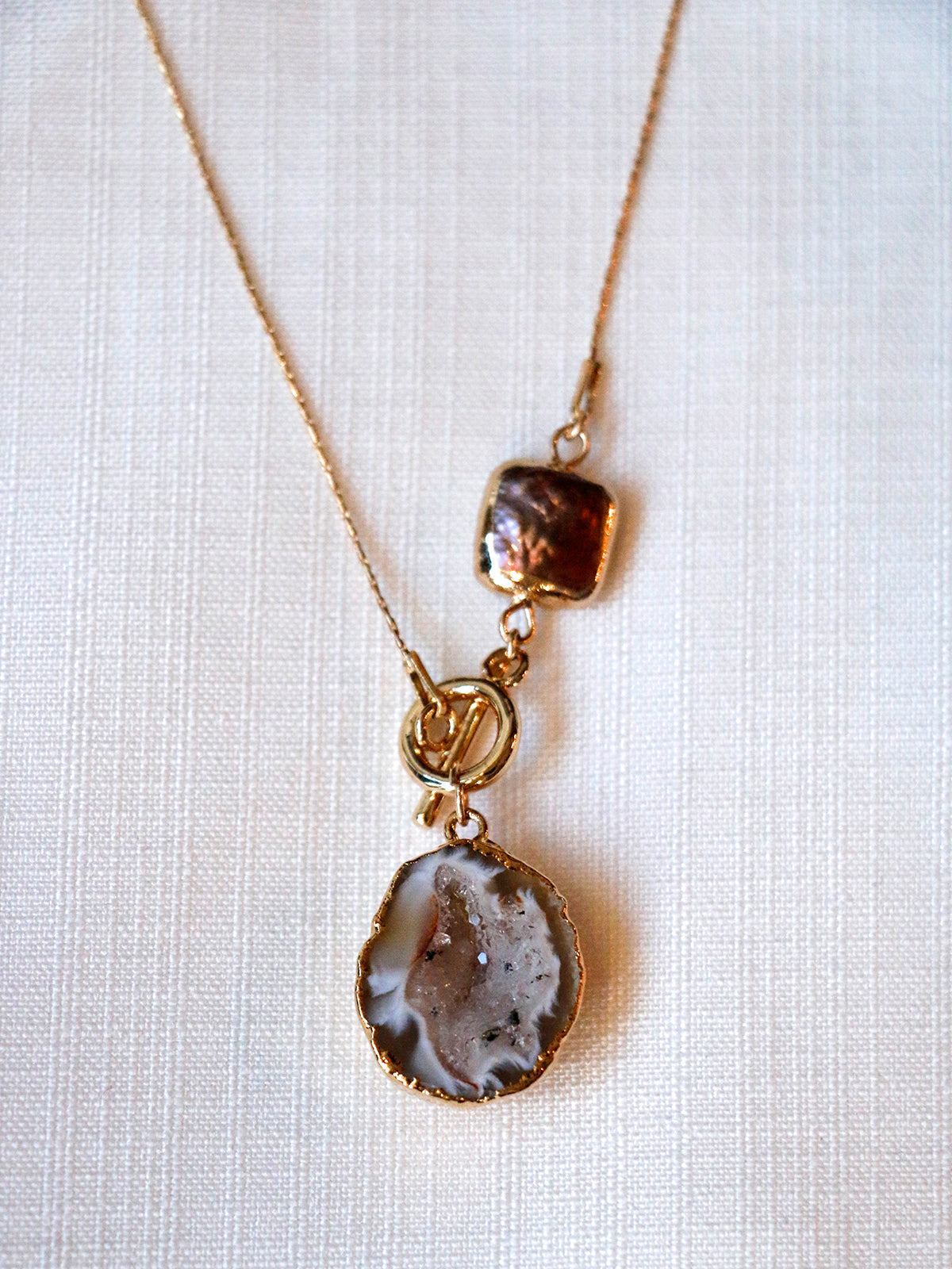 Nuance Pearl + Geode Toggle Necklace | One of a Kind