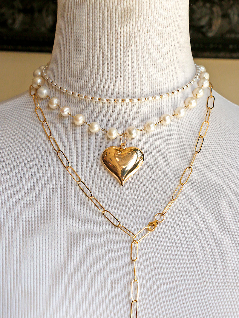 Susan Rifkin Heart Breaker Pearl Choker | Gold Filled